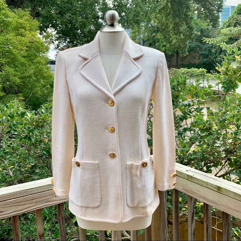 St John Cream Knit Blazer